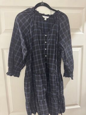 Time and Tru Black and Blue Plaid Mini Dress